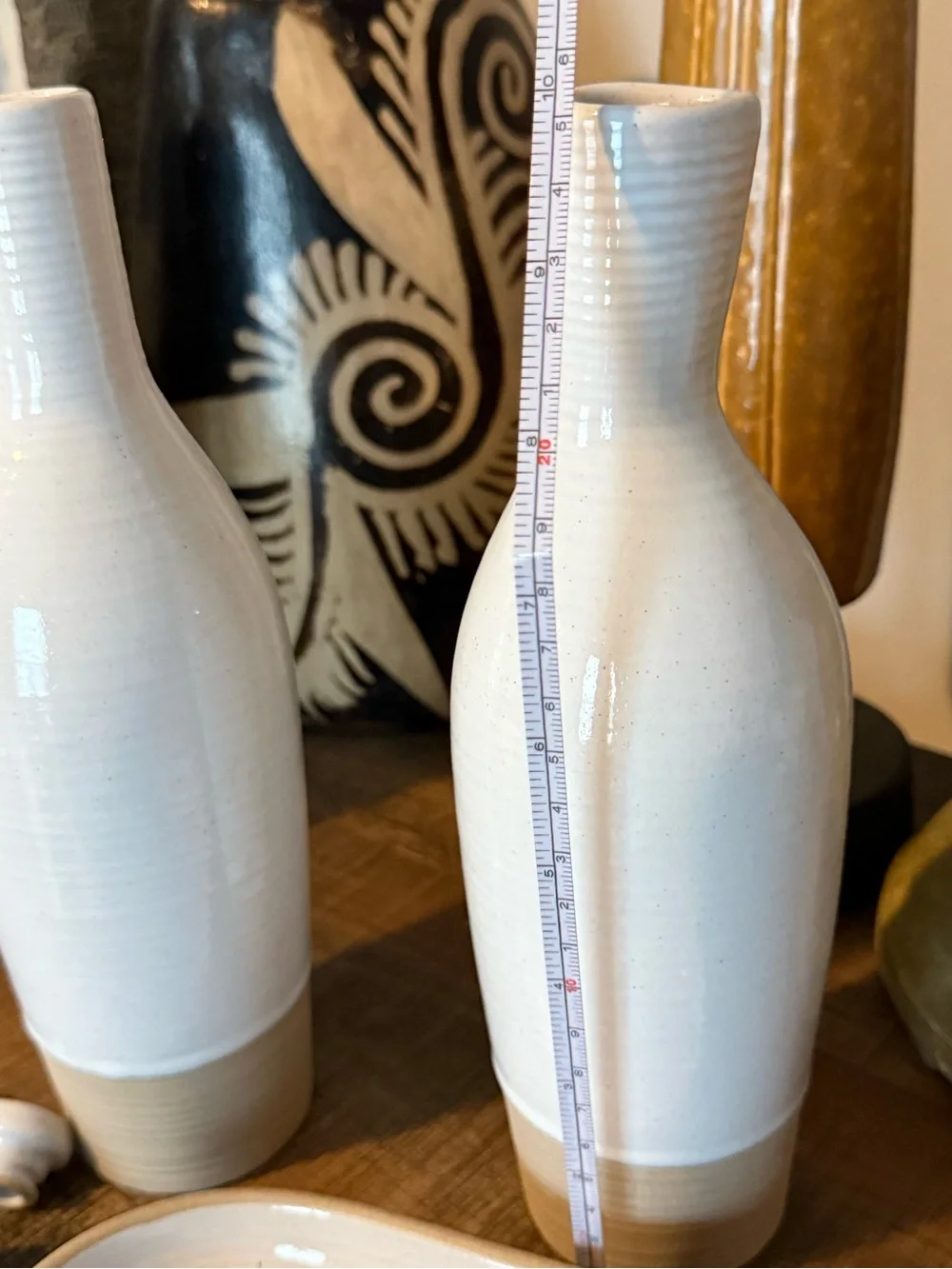 New Quinn Pottery Barn Handcrafted Oil and Vinegar Cruet Service Set, White